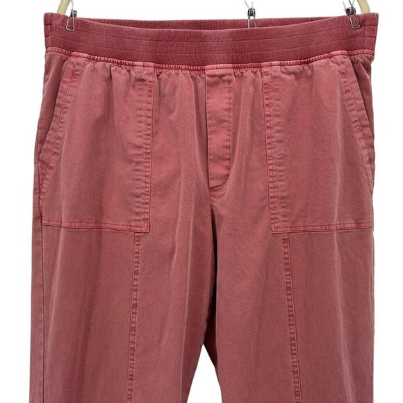 Soft Surroundings Distressed Pull On Roll Tab Straight Leg Red Pink Pants Large - Picture 2 of 9